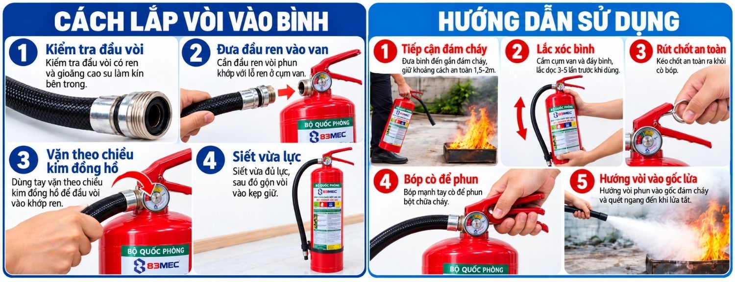 Bình chữa cháy bột ABC 4kg Bộ Quốc Phòng 83MEC/ABC/4KG