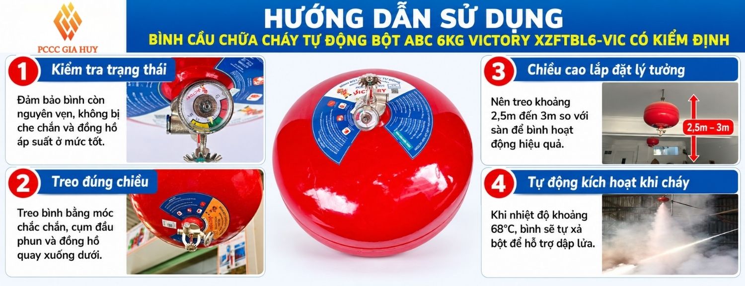 Hướng dẫn lắp đặt và kiểm tra bình cầu chữa cháy tự động Victory XZFTBL6-VIC