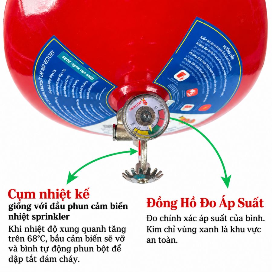 Bình cầu chữa cháy tự động bột ABC 6kg Victory XZFTBL6-VIC