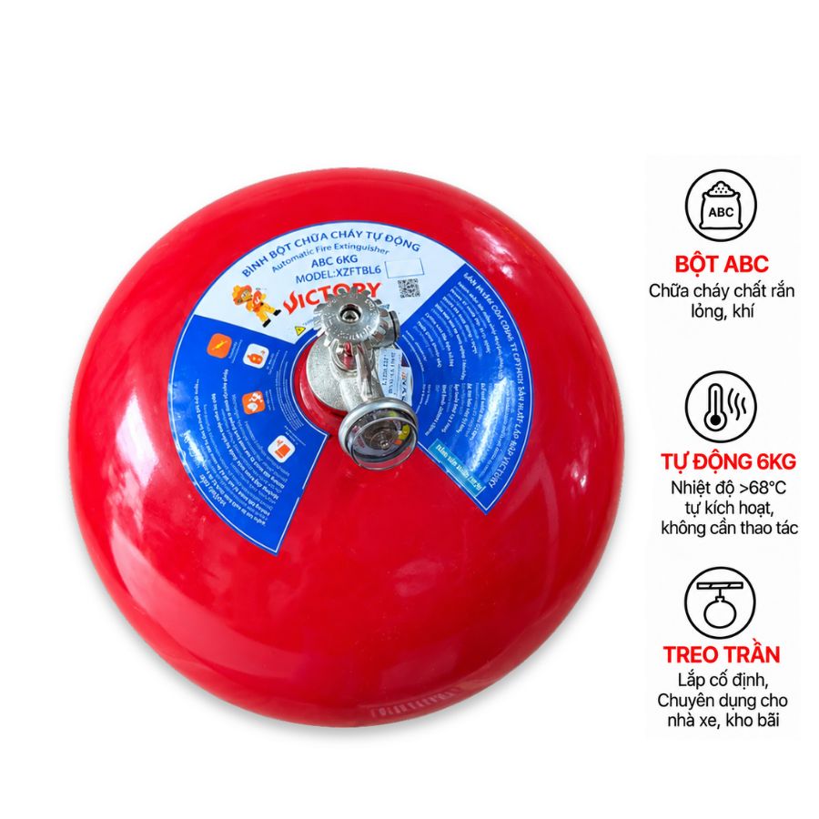 Bình cầu chữa cháy tự động bột ABC 6kg Victory XZFTBL6-VIC