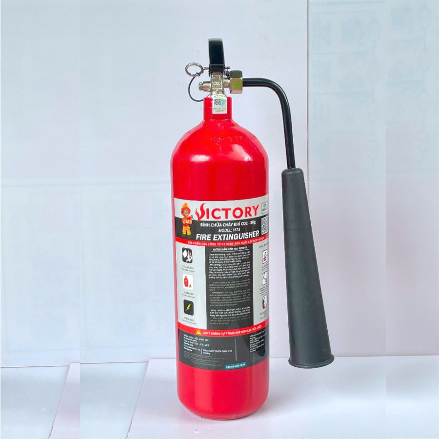 Bình chữa cháy khí CO₂ 3kg Victory MT3-VIC có kiểm định