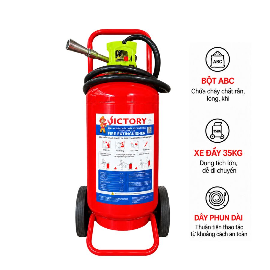 Bình chữa cháy xe đẩy bột ABC 35kg Victory MFTZL35-VIC