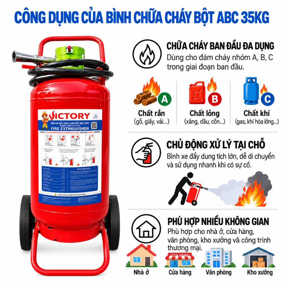 Bình chữa cháy xe đẩy bột ABC 35kg Victory MFTZL35-VIC