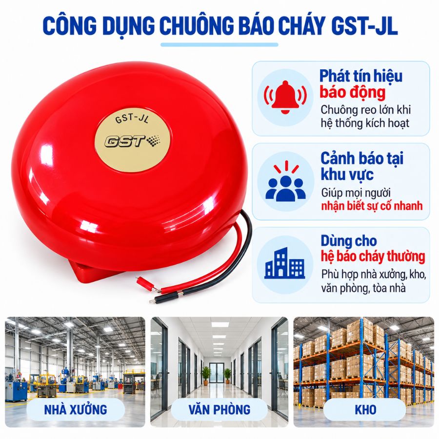 Chuông báo cháy 6 inch 24V GST-JL có kiểm định