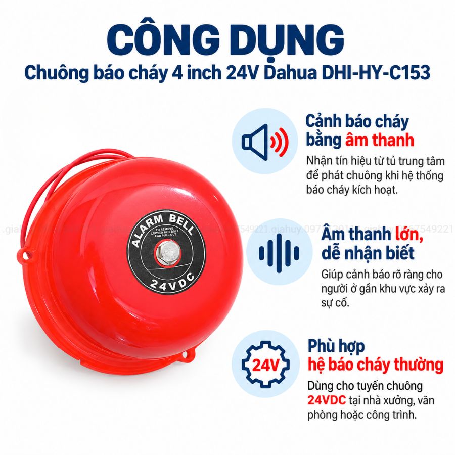 Chuông báo cháy 4 inch 24V Dahua DHI-HY-C153 có kiểm định