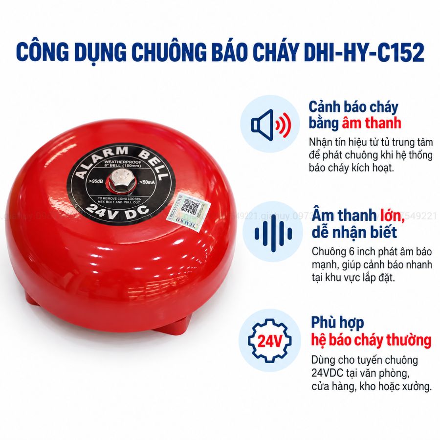 Chuông báo cháy 6 inch 24V Dahua DHI-HY-C152 có kiểm định