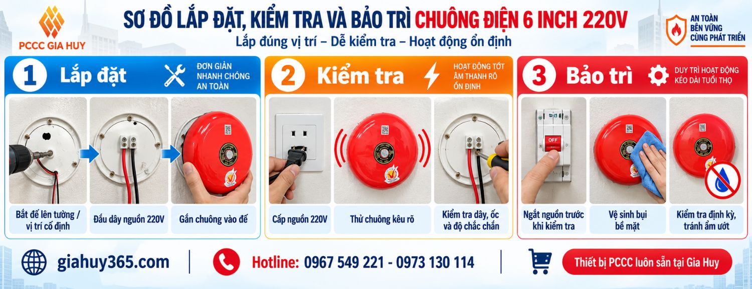 Lắp đặt kiểm tra và bảo trì chuông điện 6 inch 220V