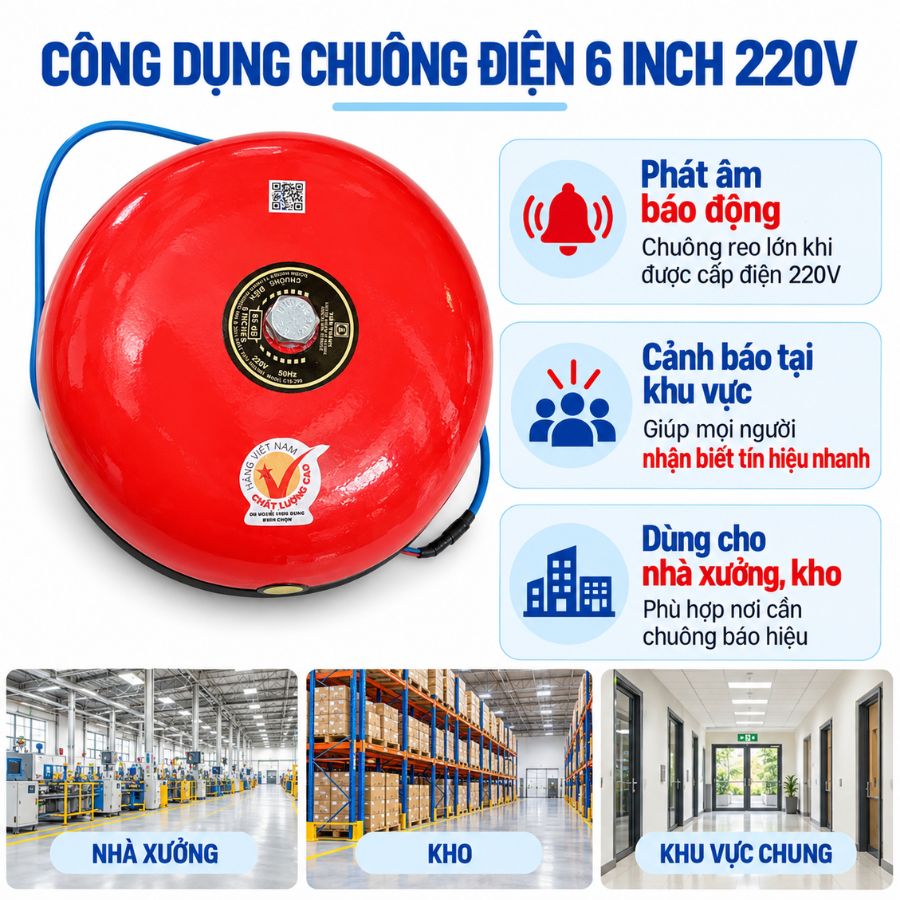 Chuông điện 6 inch 220V - Chuông báo âm thanh lớn