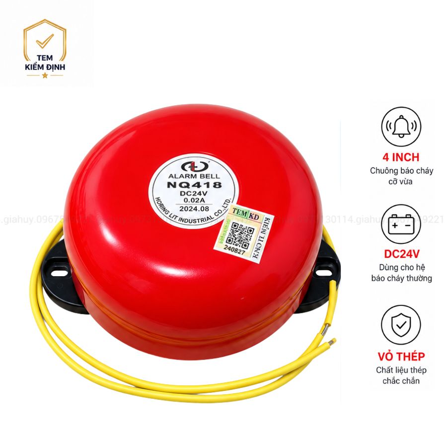 Chuông báo cháy 4 inch 24V Horing NQ418 có kiểm định