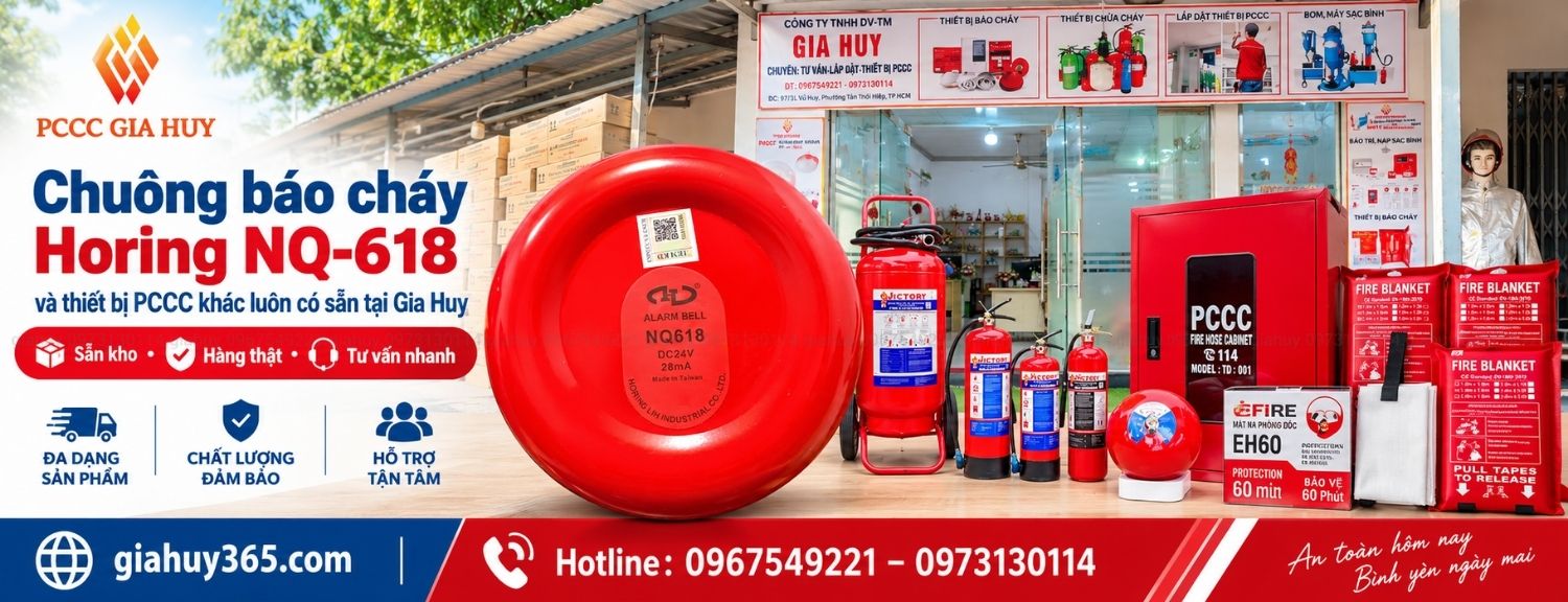 Chuông báo cháy Horing NQ-618 và thiết bị PCCC khác luôn có sẵn tại Gia Huy