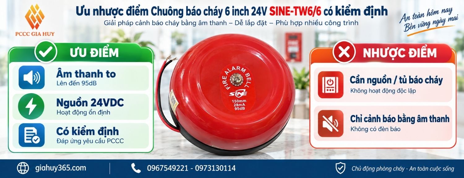 Ưu nhược điểm chuông báo cháy 6 inch SINE-TW6/6