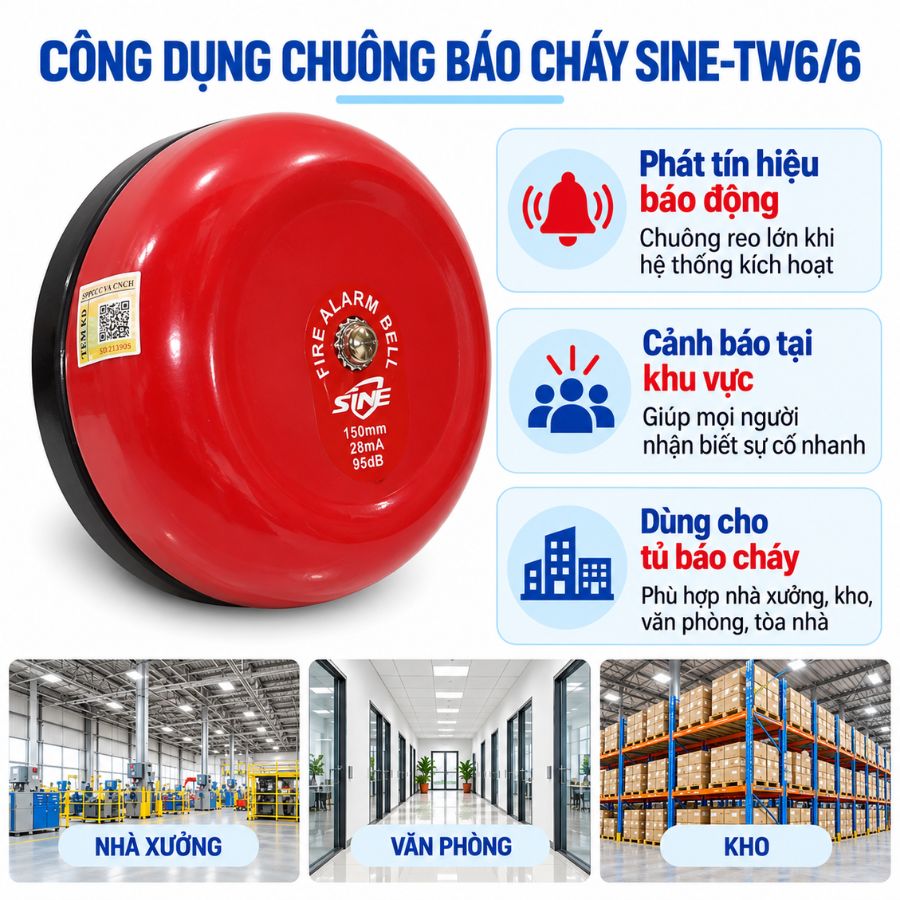 Chuông báo cháy 6 inch 24V SINE-TW6/6 có kiểm định