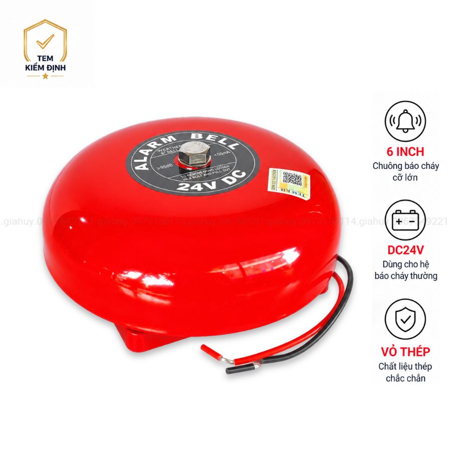 Chuông báo cháy 6 inch 24V Yongjin YJ-619 có kiểm định