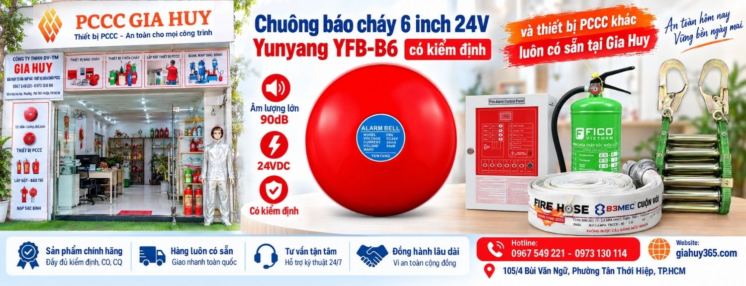 Chuông báo cháy Yunyang YFB-B6 và thiết bị PCCC khác luôn có sẵn tại Gia Huy