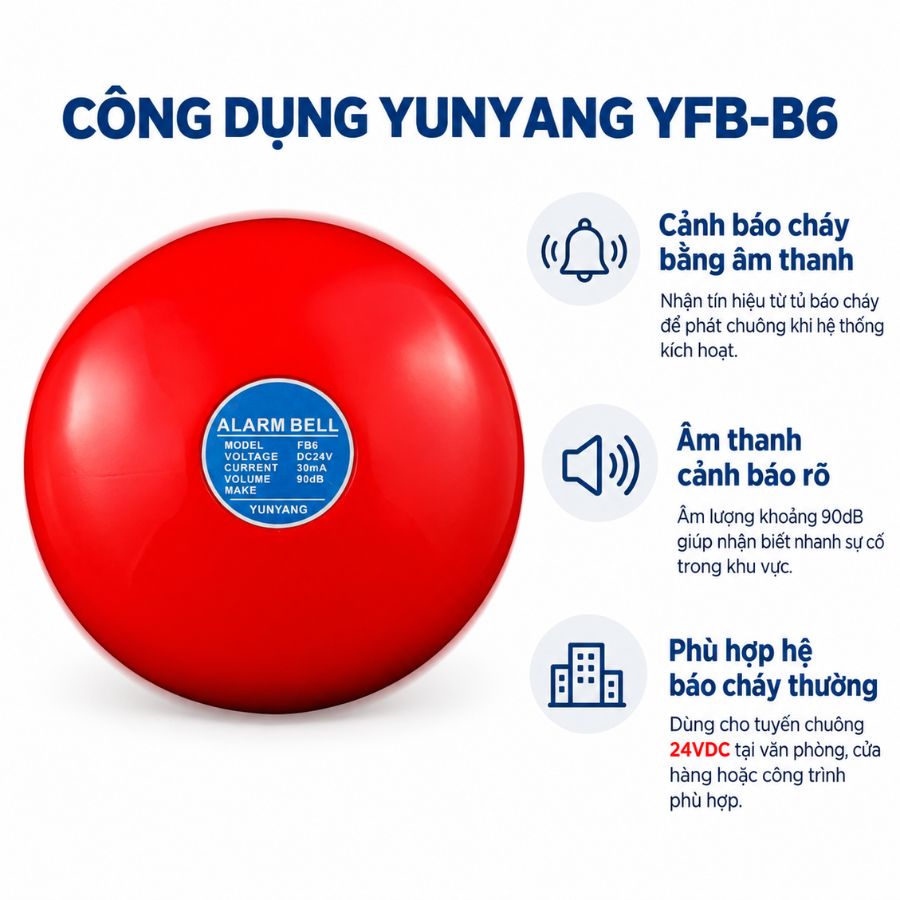 Chuông báo cháy 6 inch 24V Yunyang YFB-B6 có kiểm định