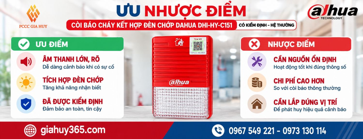 Ưu nhược điểm còi báo cháy kết hợp đèn chớp Dahua DHI-HY-C151