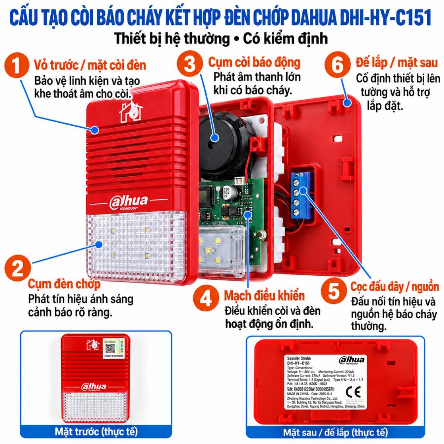 Còi báo cháy kết hợp đèn chớp Dahua DHI-HY-C151 - Hệ thường