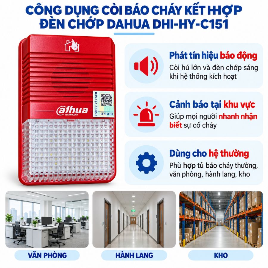 Còi báo cháy kết hợp đèn chớp Dahua DHI-HY-C151 - Hệ thường