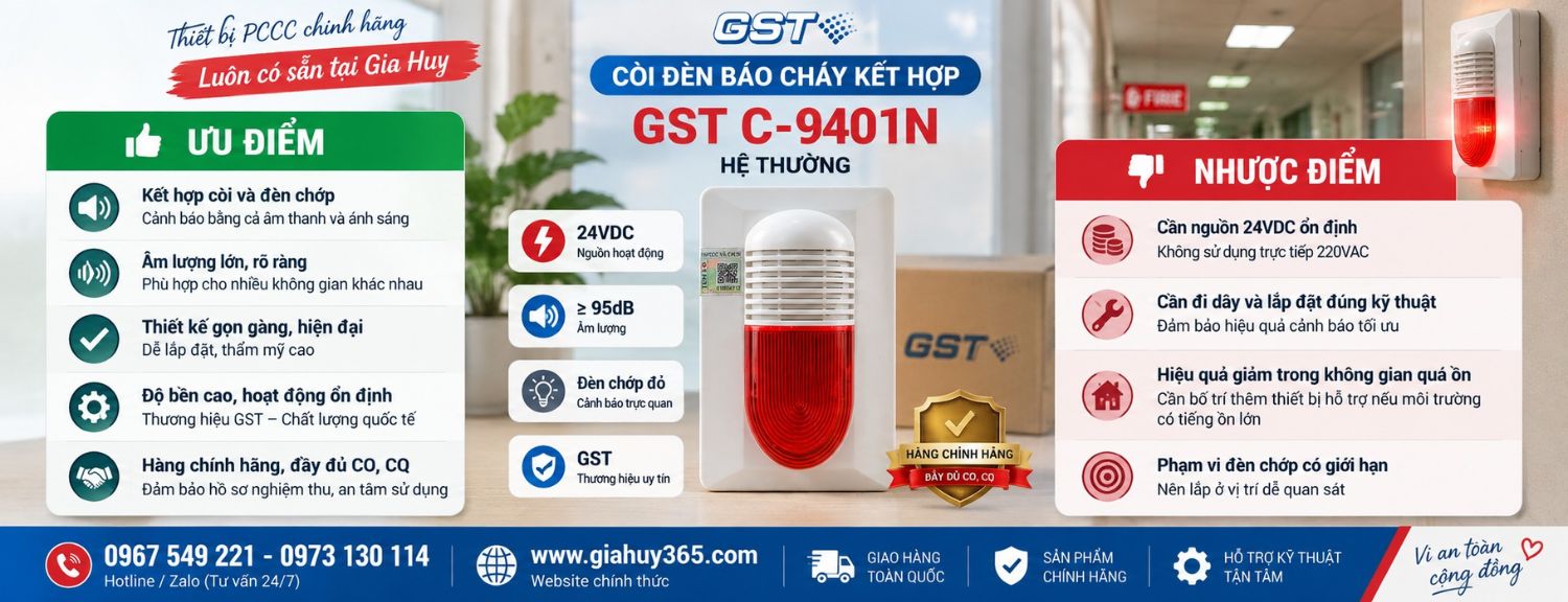 Ưu nhược điểm còi đèn báo cháy GST C-9401N