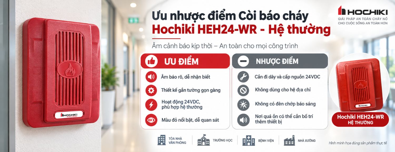 Ưu nhược điểm còi báo cháy Hochiki HEH24-WR