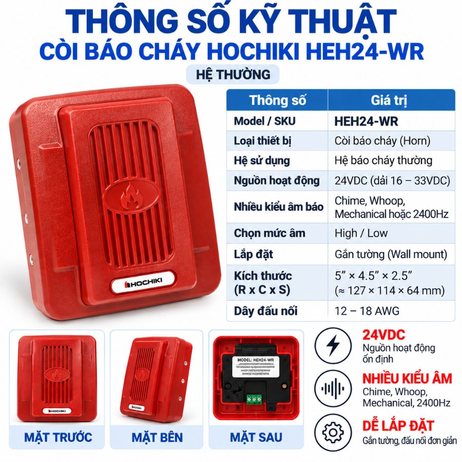 Còi báo cháy Hochiki HEH24-WR - Hệ thường