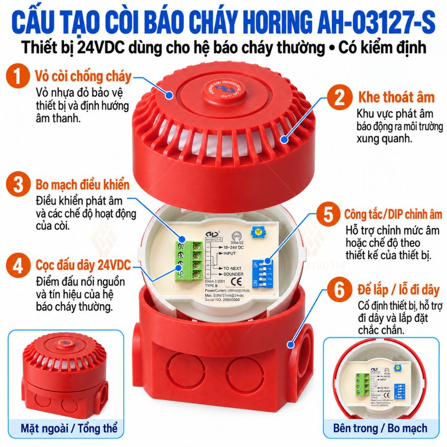 Còi báo cháy báo động 24V Horing AH-03127-S – Hệ thường
