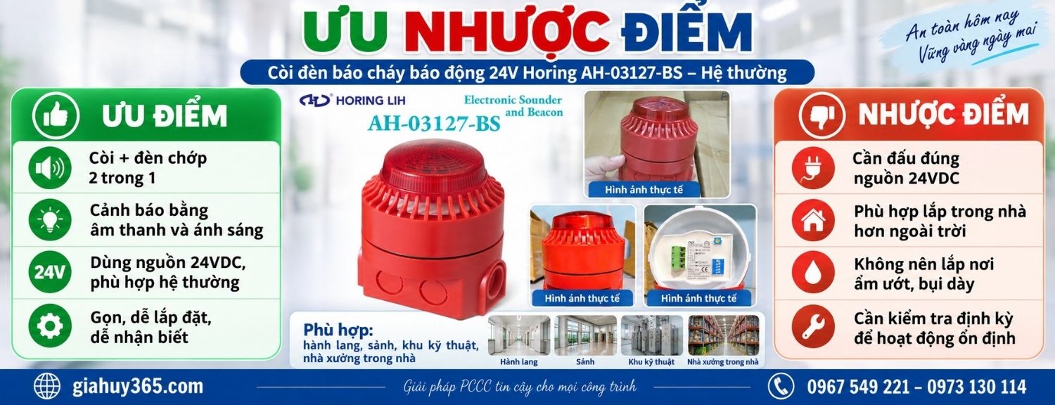 Ưu nhược điểm còi đèn báo cháy Horing AH-03127-BS
