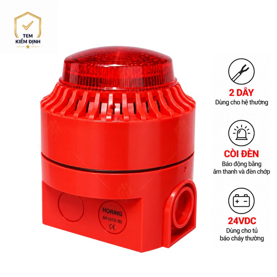 Còi đèn báo cháy báo động 24V Horing AH-03127-BS – Hệ thường