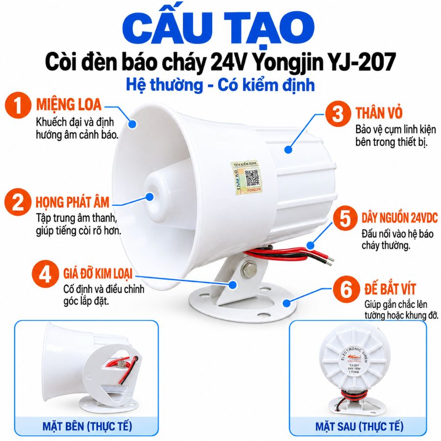 Còi báo cháy 24V Yongjin YJ-207 - Hệ thường