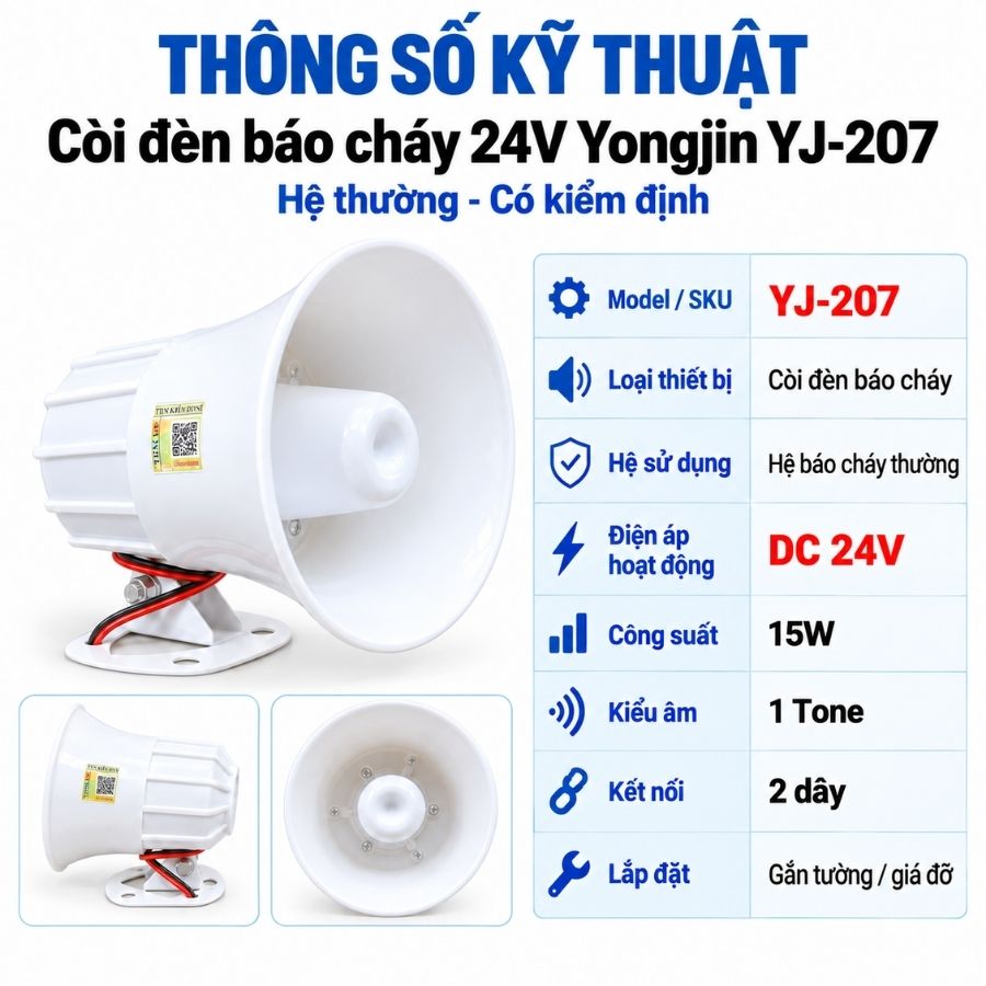 Còi báo cháy 24V Yongjin YJ-207 - Hệ thường