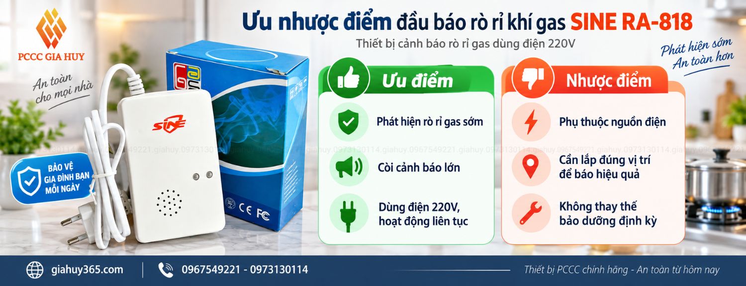 Ưu nhược điểm đầu báo rò rỉ khí gas SINE RA-818 220V