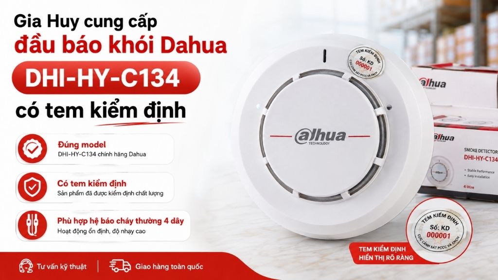 Gia Huy cung cấp đầu báo khói Dahua DHI-HY-C134 có tem kiểm định