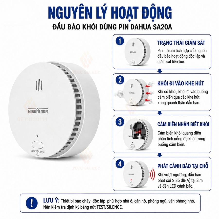 Đầu báo khói độc lập dùng pin Dahua SA20A-Pin 7-10 năm