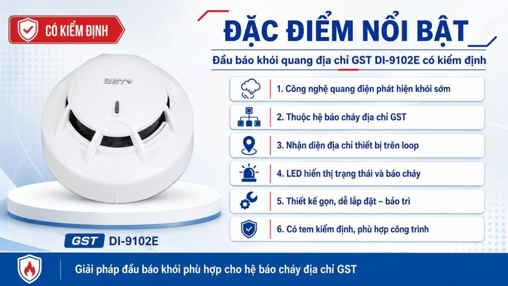 Đặc điểm đầu báo khói quang địa chỉ GST DI-9102E