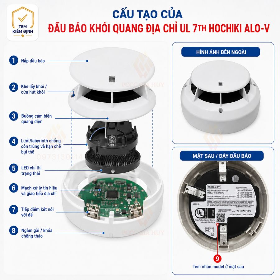 Đầu báo khói quang địa chỉ UL 7th Hochiki ALO-V có kiểm định&nbsp;