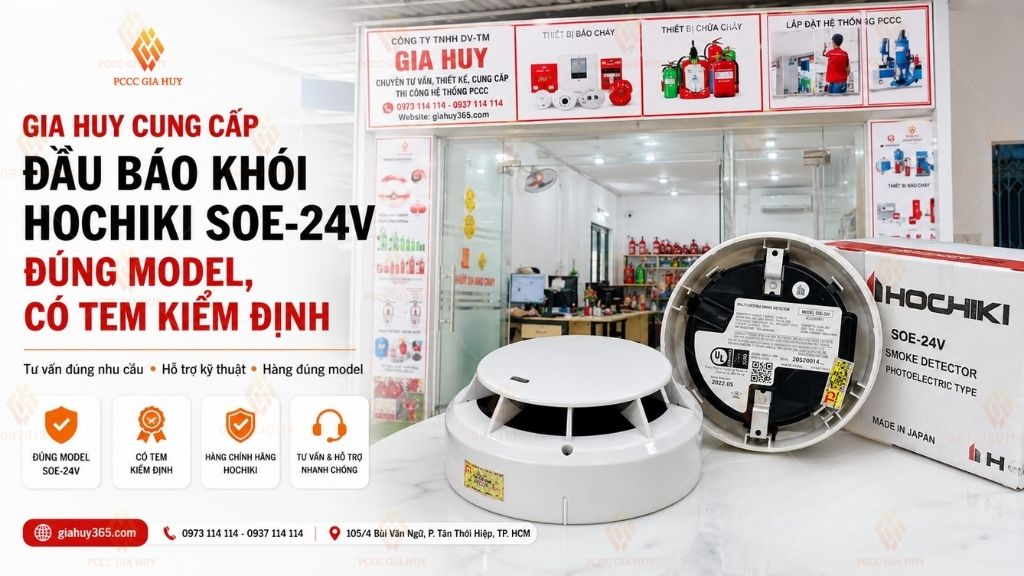 Gia Huy cung cấp đầu báo khói Hochiki SOE-24V có tem kiểm định
