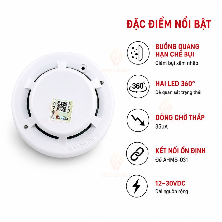Đầu báo khói quang điện 2 dây Horing AH-0311-2 có kiểm định