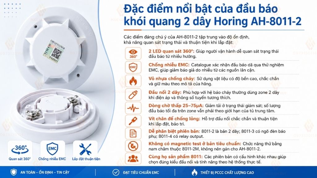 Công dụng của đầu báo khói quang 2 dây Horing AH-8011-2
