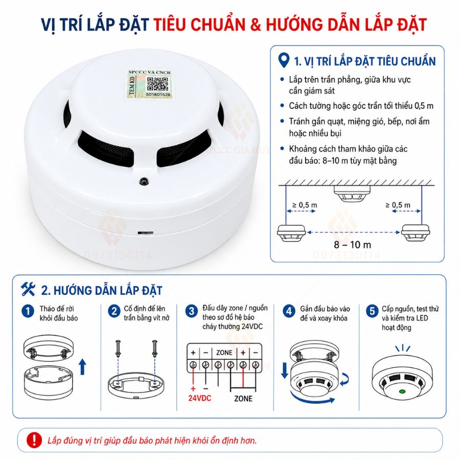 Đầu báo khói quang điện 2 dây Horing AH-8011-2 có kiểm định
