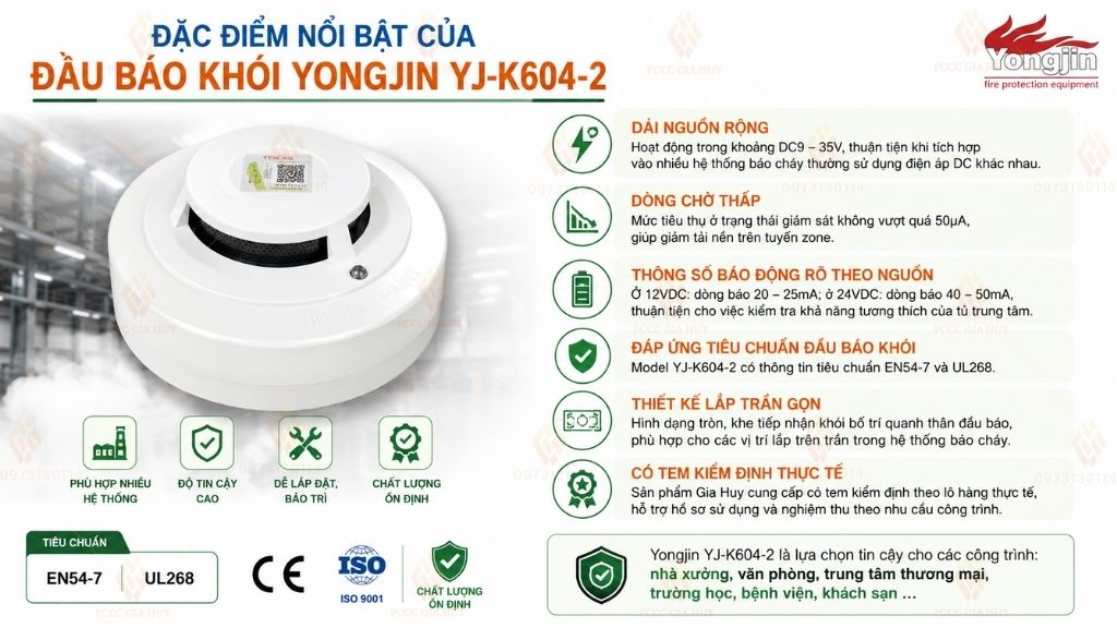 Đặc điểm nổi bật của đầu báo khói Yongjin YJ-K604-2