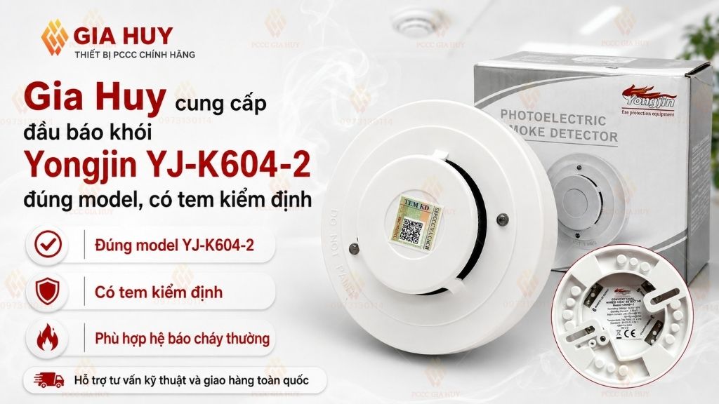 Gia Huy cung cấp đầu báo khói Yongjin YJ-K604-2 có tem kiểm định