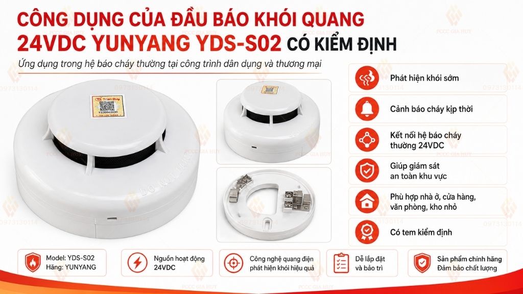 Công dụng của đầu báo khói quang 24VDC Yunyang YDS-S02