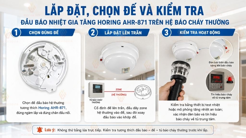 Lắp đặt và chọn đế đầu báo nhiệt gia tăng Horing AHR-871