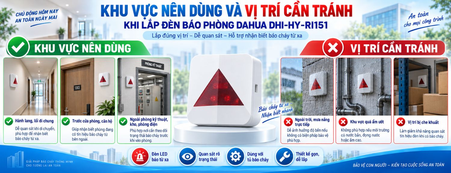 Khu vực phù hợp lắp đèn báo phòng Dahua DHI-HY-RI151