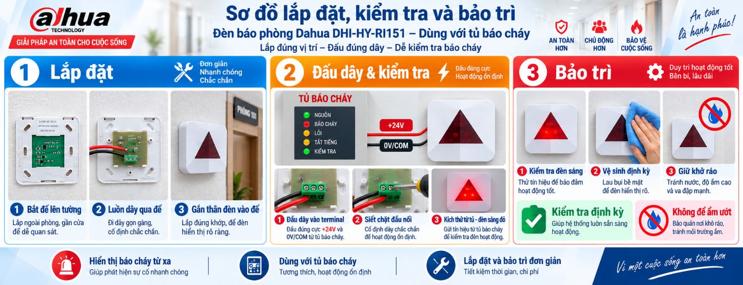 Lắp đặt kiểm tra và bảo trì đèn báo phòng Dahua DHI-HY-RI151