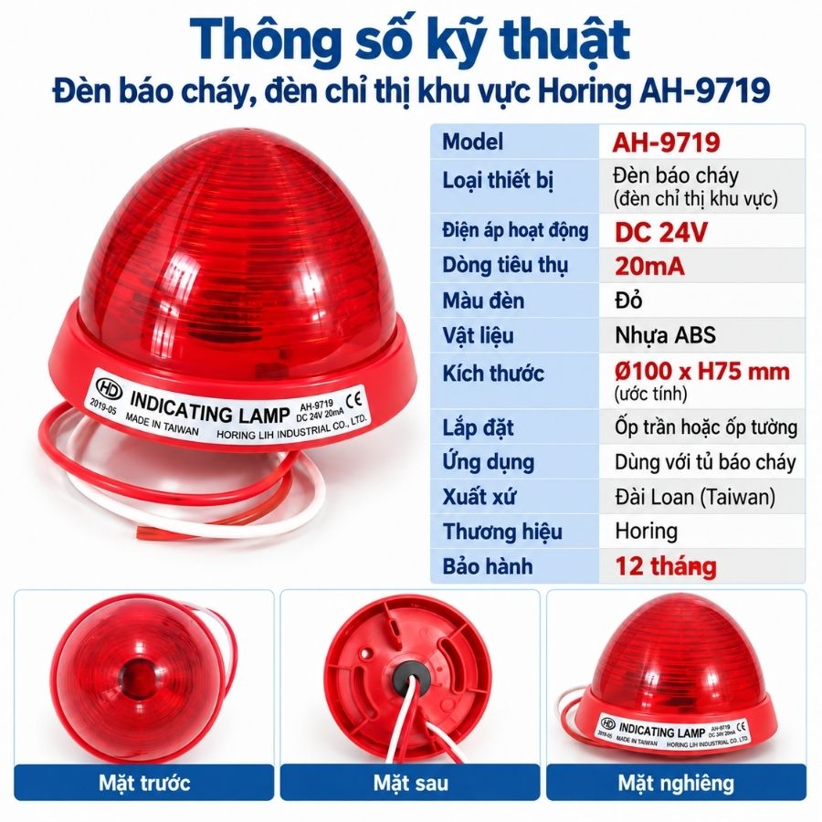 Đèn báo cháy, đèn chỉ thị khu vực Horing AH-9719