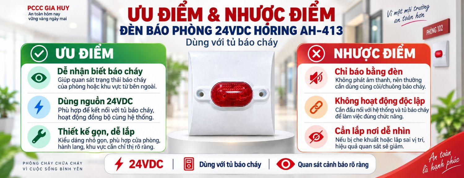 Ưu điểm và giới hạn sử dụng đèn báo phòng Horing AH-413