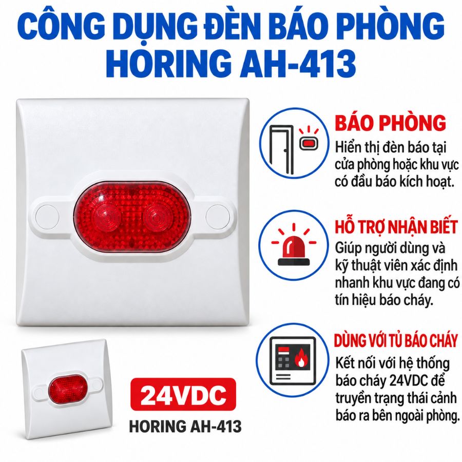 Đèn báo phòng 24VDC Horing AH-413 – Dùng với tủ báo cháy