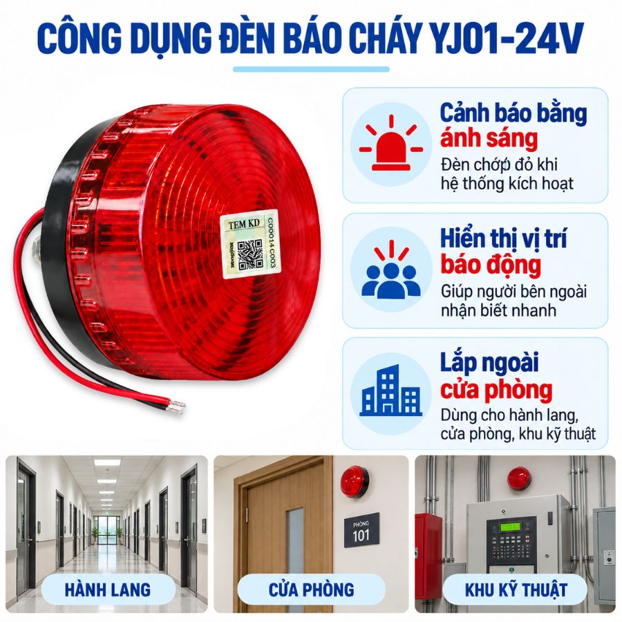 Đèn báo cháy chỉ thị khuvực Yongjin YJ01-24V–Dùng tủ báocháy