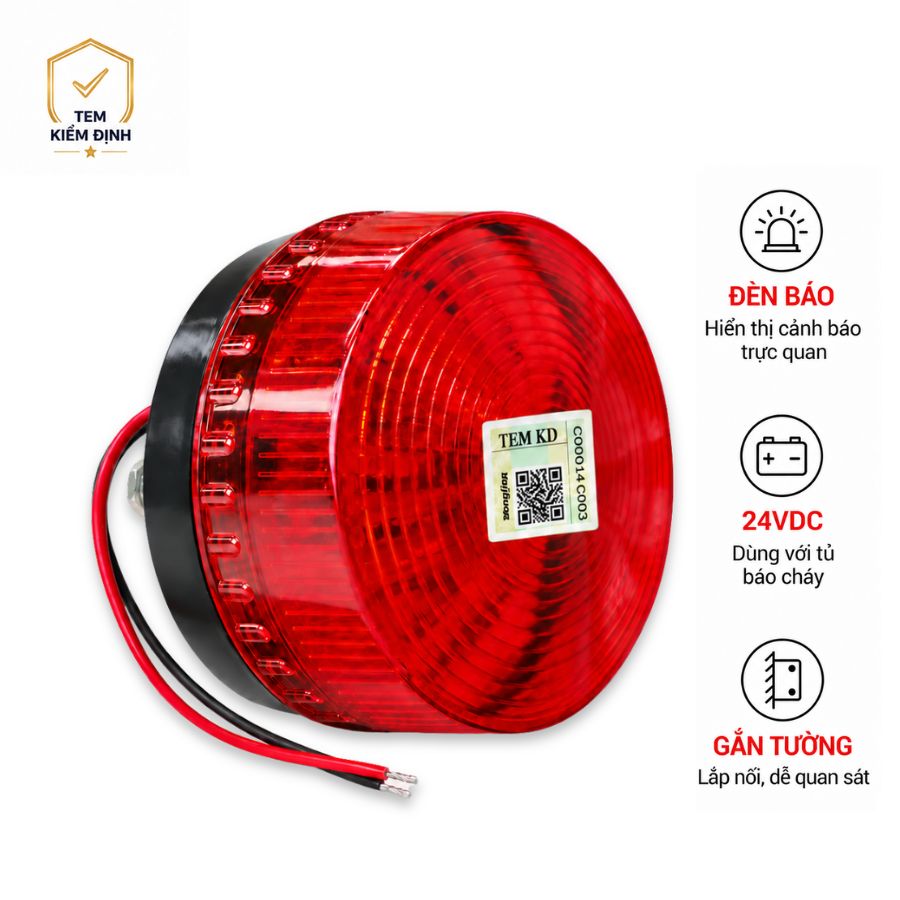 Đèn báo cháy chỉ thị khuvực Yongjin YJ01-24V–Dùng tủ báocháy